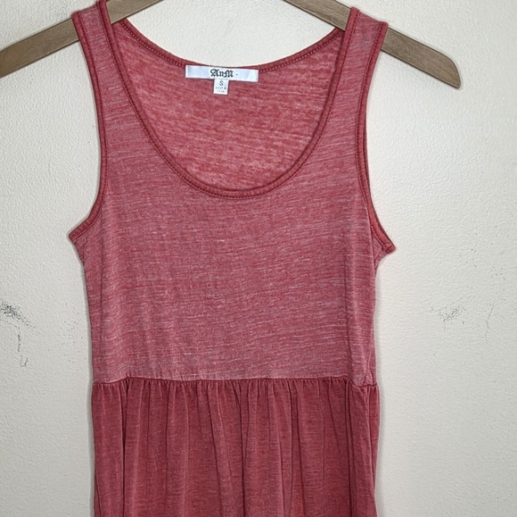 AnM | Lightweight Slub Knit Tank Dress in Heathered Red & Pink Size Small - Picture 2 of 4